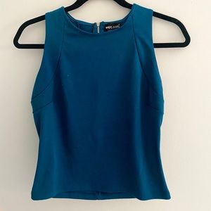Blue Cropped Tank Top with Zipper, Medium